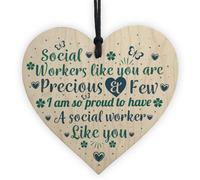 Red Ocean Social Worker Gift Wooden Hanging Heart Thank You Gift For Friend Novelty Birthday Keepsake