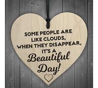RED OCEAN Some People Are Like Clouds Novelty Wooden Hanging Heart Plaque Friendship Gift Sign