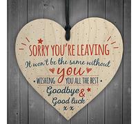 RED OCEAN Sorry You Are Leaving Boss Friends Manager Work Colleagues Leaving New Job Gift Wood Heart Good Luck Sign
