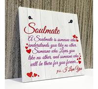 RED OCEAN Soulmate I Love You Cute Hanging Heart Plaque Valentines Day Couples Relationship Present Sign Secret Santa