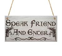 RED OCEAN Speak Friend And Enter Wooden Hanging Man Cave Gift Plaque Dad Pub Bar Sign
