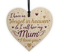 Red Ocean Special Angel Mum Heart Shaped Wooden Memorial Grave Plaque Xmas Tree Decoration