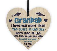 Red Ocean Special Gift For Grandad Birthday Fathers Day Gift For Grandad Wood Heart Gift From Grandchildren