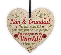 RED OCEAN Special Nan And Grandad Gift Wooden Heart Grandad Nan Birthday Gift Grandparent Plaque Keepsake