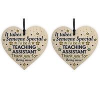 Red Ocean Special Teaching Assistant Teacher Gifts Thank You Gifts Wooden Heart Plaque Leaving School Nursery Gifts (Pack of 2)