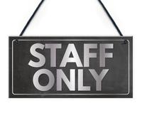 Red Ocean Staff Only Hanging Plaque Door Shop Wall Office Retail Restaurant Bathroom Toilet Sign