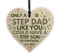Red Ocean Step Dad Birthday Gifts Funny Wooden Heart Gift From Step Son Step Dad Christmas Gift