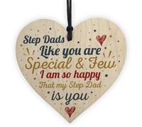 Red Ocean Step Dad Daddy Father Gift Christmas Birthday Gift Handmade Wooden Heart Plaque Thank You Gifts