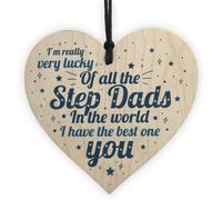 Red Ocean Step Dad Father Gift Handmade Wooden Hanging Heart Plaque Birthday Christmas Daddy Gift For Him