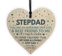 Red Ocean Step Dad Fathers Day Gifts For Best Step Dad Wooden Heart Gift For Him Stepdad Keepsake