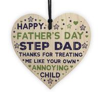 Red Ocean Step Dad Fathers Day Gifts Wooden Heart Funny Fathers Day Card Gift For Step Dad Keepsake
