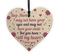 Red Ocean Step Mum Gifts From Stepdaughter Stepson Handmade Wooden Heart Novelty Birthday Gift For Mum