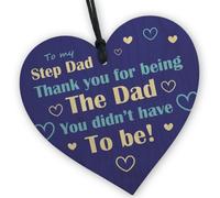 Red Ocean Stepdad Gifts From Daughter Son Wood Heart Fathers Day Birthday Novelty Thank You Gift For Step Dad