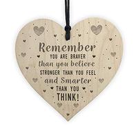 RED OCEAN Stronger Inspirational Wood Heart Friendship Gifts Quote Butterfly Love Sign