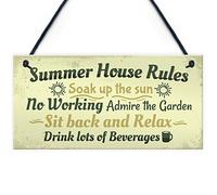 RED OCEAN Summer House Rules Novelty Hanging Plaque Garden Shed Sign New Home Friendship Gift