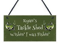RED OCEAN Tackle Shed Personalised Hanging Sign For Man Cave Shed Fishing Gift For Him