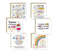 RED OCEAN Teacher Appreciation Cards Set of 6 Assorted Thank You Cards From Students Best Teacher Card Leaving School End of Term Nursery Multipack With Envelopes