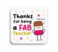 Red Ocean Teacher Coaster Thank You Gift FAB Teacher Appreciation Gift To Say Thank You Gifts For Men Women Novelty Leaving Keepsake