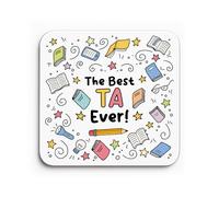 Red Ocean Teacher Gifts For Women Men Best TA Gift Teacher Coaster Leaving School Nursery Gift Thank You Present For Favourite Teaching Assistant From Children Student Keepsake