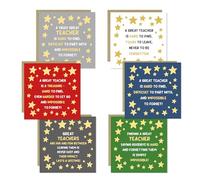 RED OCEAN Teacher Multipack of 6 Cards For Great Teachers Thank You Pack of Cards For School Nursery Teacher Appreciation Card Assortment 145x145mm With Kraft Envelope