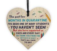 Red Ocean Teacher Teaching Assistant Thank You Gift Quarantine Wooden Hanging Heart Sign For Nursery Preschool