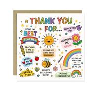 RED OCEAN Teacher Thank You Card from Kids Cute Thank You Card For Teacher Nursery With Kraft Envelope Cards For Him Her Men Women Leaving School Nursery