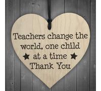 Red Ocean Teachers Change The World Wooden Hanging Heart Plaque