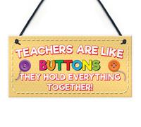 Red Ocean Teachers Like Buttons Thank You Gift Nursery Hanging Plaque Tutor Present Sign