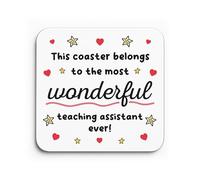 Red Ocean Teaching Assistant Coaster Thank You Gift For TA Teacher Appreciation Gift Wonderful Teaching Assistant Gifts For Men Women Novelty Leaving Teacher Keepsake