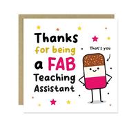 RED OCEAN Teaching Assistant Thank You Card FAB TA Card With Kraft Envelope Teacher Appreciation Cards To Say Thank You Teaching Assistant Cards For Men Women Novelty