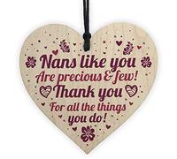 RED OCEAN Thank You Birthday For Nan Wooden Heart Nan Nanny Keepsake Present Gifts For Her