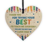 Red Ocean Thank You Gift For Dad Wood Heart Home School Teacher Gift From Daughter Son Keepsake