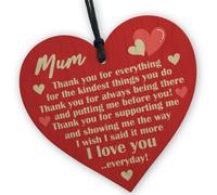 Red Ocean Thank You Gift For Mum Mummy Birthday Mothers Day Shabby Chic Wood Heart Plaque