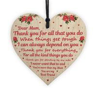 Red Ocean Thank You Gift For Mum Wooden Heart Mothers Day Birthday Gift Daughter Son Keepsake