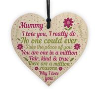 Red Ocean Thank You Gift For Mummy Wooden Heart Mum Birthday Gift From Daughter Son Keepsake