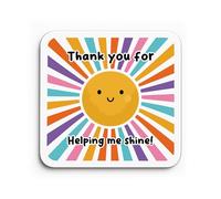 Red Ocean Thank You Gift For Teacher Keepsake Thank You For Helping Me Shine Coaster Teacher Appreciation Gift Women Men Novelty Leaving