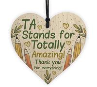 RED OCEAN Thank You Gift For Teacher Teaching Assistant Wooden Heart Plaque End Of Term Leaving School Gifts