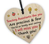 Red Ocean Thank You Gift For Teaching Assistant - Wooden Hanging Heart Gift For Ta Teaching Assistant Teacher -