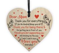 Red Ocean Thank You Mum Beautiful Handmade Keepsake Best Mum Gift Love Heart Sign