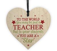 Red Ocean Thank You Teacher Gift Wooden Heart Leaving Goodbye Teaching Assistant Nursery School Present