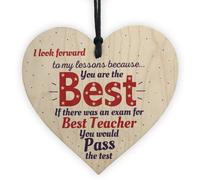 Red Ocean Thank You Teacher Teaching Assistant Gift Wooden Heart Leaving School Nursery Goodbye Present
