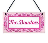 RED OCEAN The Boudoir Vintage Shabby French Powder Room Hanging Plaque Bath/Bedroom Sign