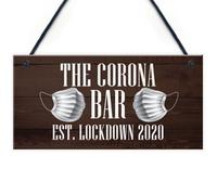 Red Ocean The Corona Bar Lockdown Sign Novelty Bar Hanging Sign Man Cave Gift For Him