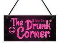 Red Ocean The Drunk Corner Shabby Chic Hanging Plaque Vodka Home Bar Pub Man Cave Garden Sign