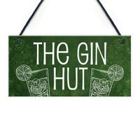 Red Ocean The Gin Hut Novelty Funny Home Bar Hanging Sign Garden Man Cave Decor Gift For Friend