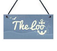 Red Ocean The Loo Bathroom Signs Seaside Plaques Nautical Gift Shabby Chic Vintage Home Decor