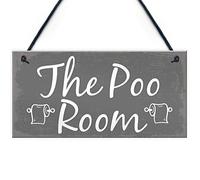 RED OCEAN The Poo Room Shabby Chic Bathroom Toilet Loo Plaque Funny Novelty Decor Door Sign