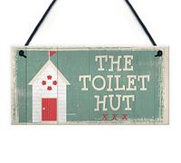 RED OCEAN The Toilet Hut Shabby Chic Bathroom Toilet Wall Sign Vintage Seaside Plaque Beach Nautical Gifts