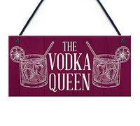 RED OCEAN The Vodka Queen Funny Friendship Gift For Her Novelty Vodka Bar Home Bar Signs