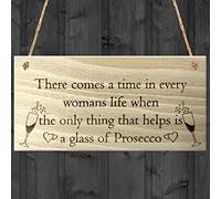 Red Ocean There Comes A Time In Every Womans Life When The Only Thing That Helps Is A Glass Of Prosecco Novelty Wooden Hanging Plaque Gift Funny Alcohol Sign